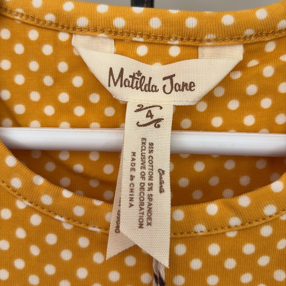 Matilda Jane Gold Floral “Stand Tall Be Sweet” Ruffle Sleeve Dress NWT - Picture 4 of 6